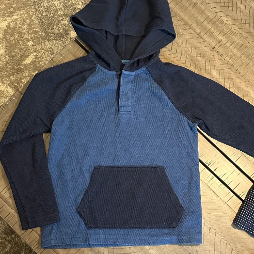 Old Navy Navy & Blue Boys Long Sleeve Hoodie and Striped Henley Set